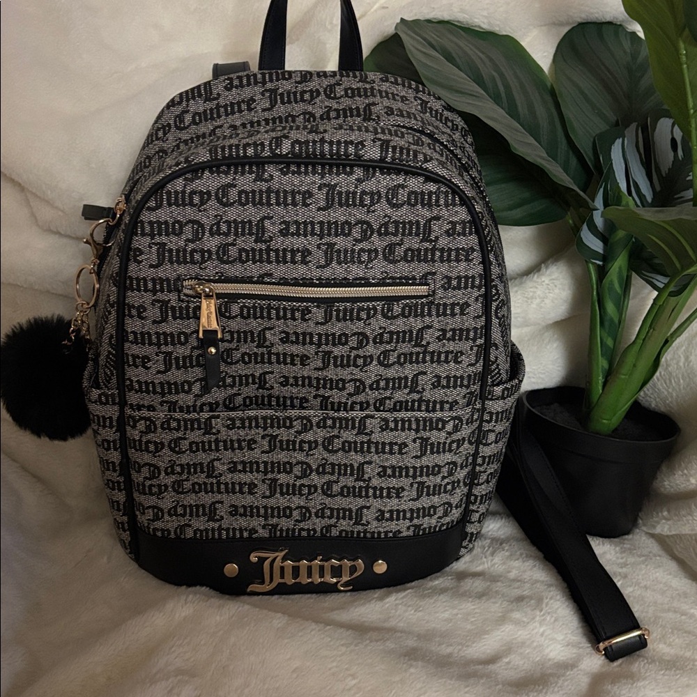 Juicy Couture Black and Gray Logo Backpack
